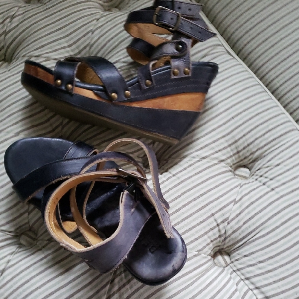 Women's Deep Navy, Wrap Around the Ankle, 4 Inch, Wedge Sandals